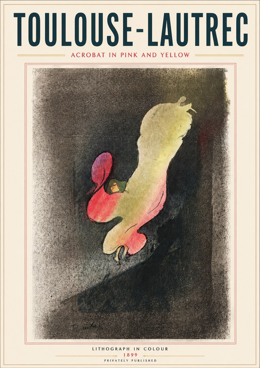 Toulouse-Lautrec Acrobat in Pink and Yellow No5 - Plakat
