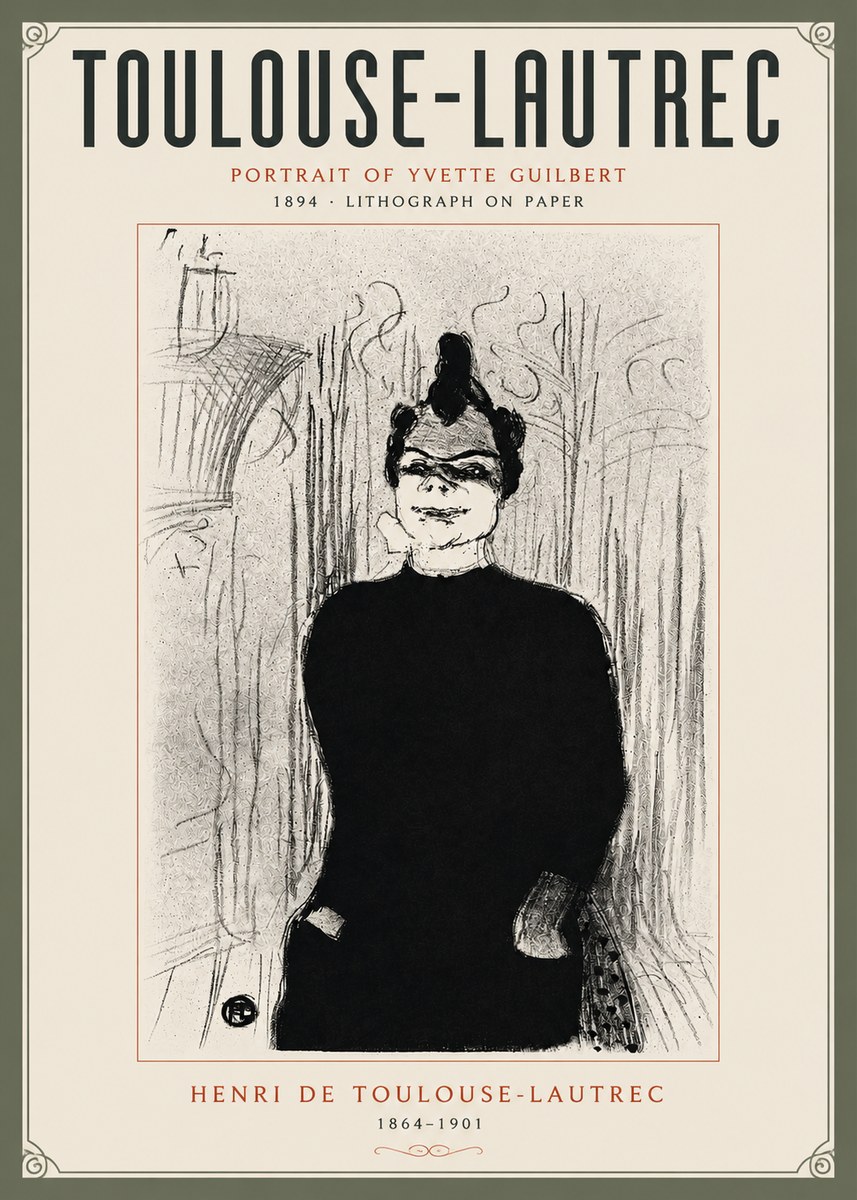 Toulouse-Lautrec Portrait of Yvette Guilbert No5 - Plakat