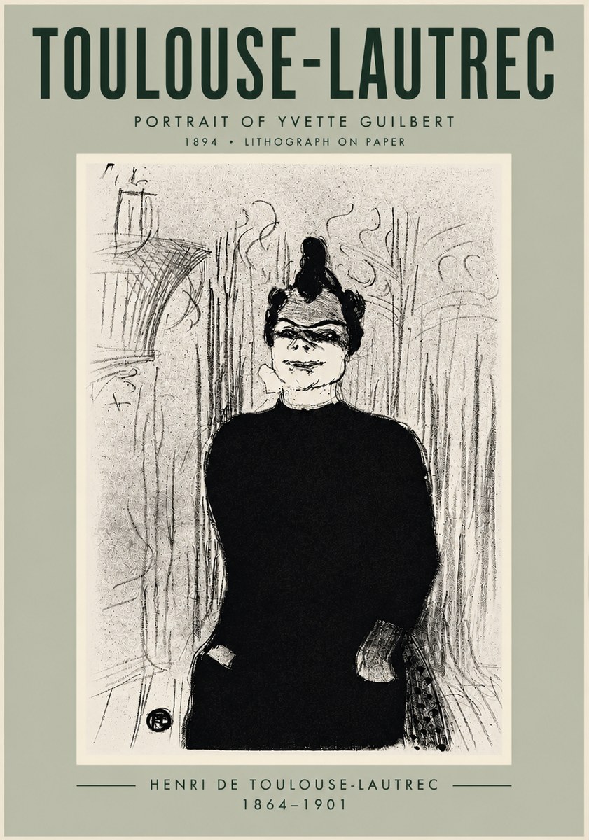 Toulouse-Lautrec Portrait of Yvette Guilbert No6 - Plakat