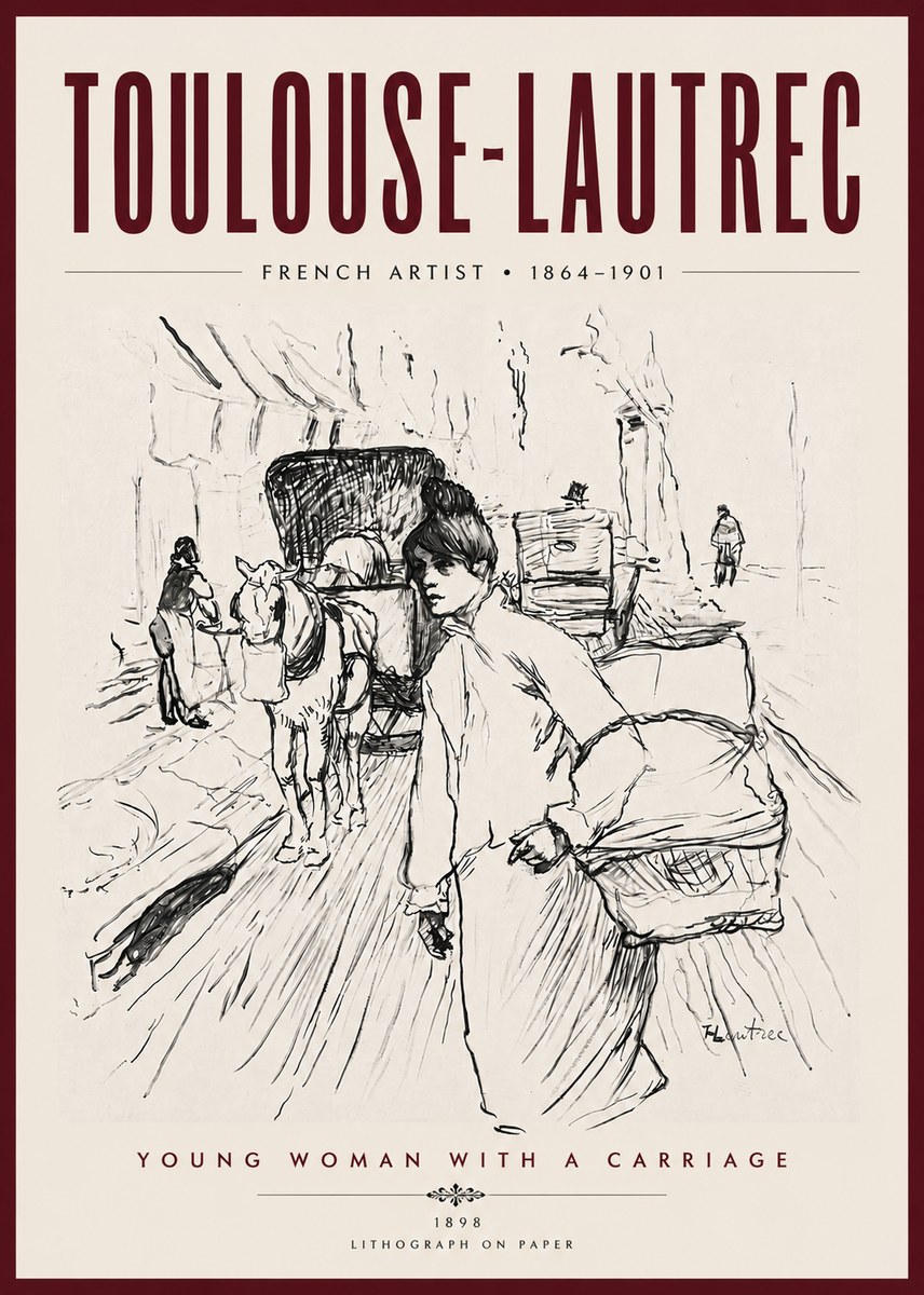 Toulouse-Lautrec Young Woman with a Carriage No5 - Plakat