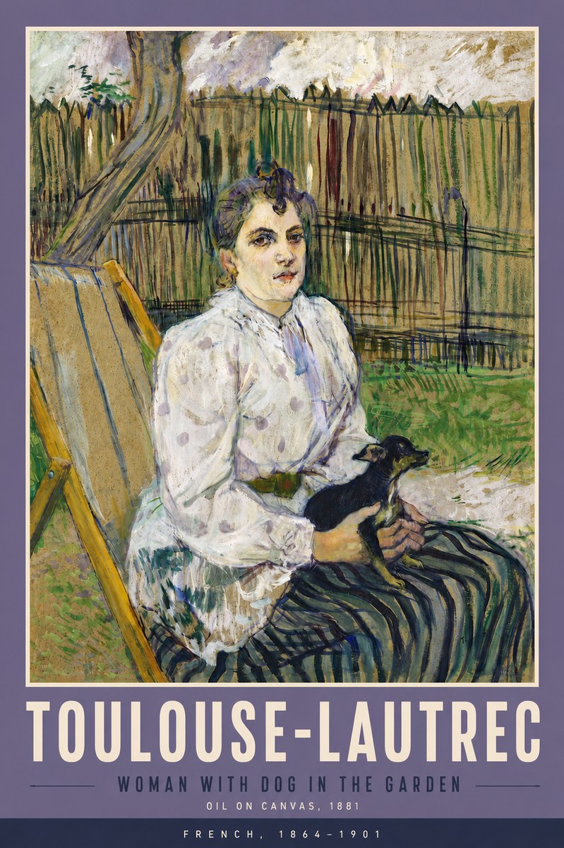 Toulouse-Lautrec Woman with Dog in the Garden No5 - Plakat