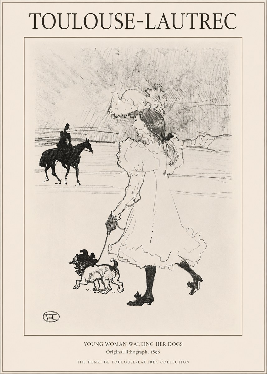 Toulouse-Lautrec Young Woman Walking Her Dogs No1 - Plakat
