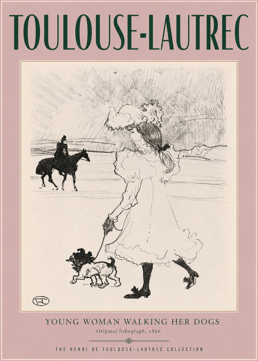 Toulouse-Lautrec Young Woman Walking Her Dogs No2 - Plakat