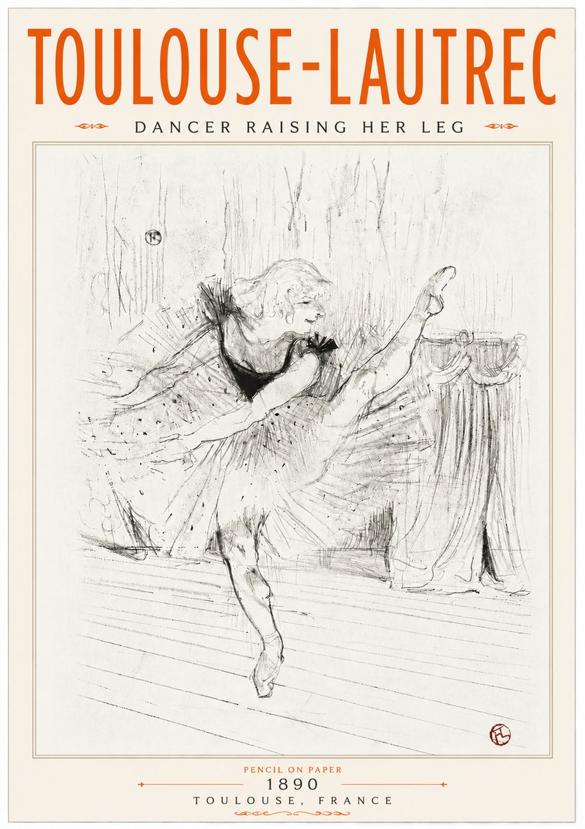 Toulouse-Lautrec Dancer Raising Her Leg No6 - Plakat