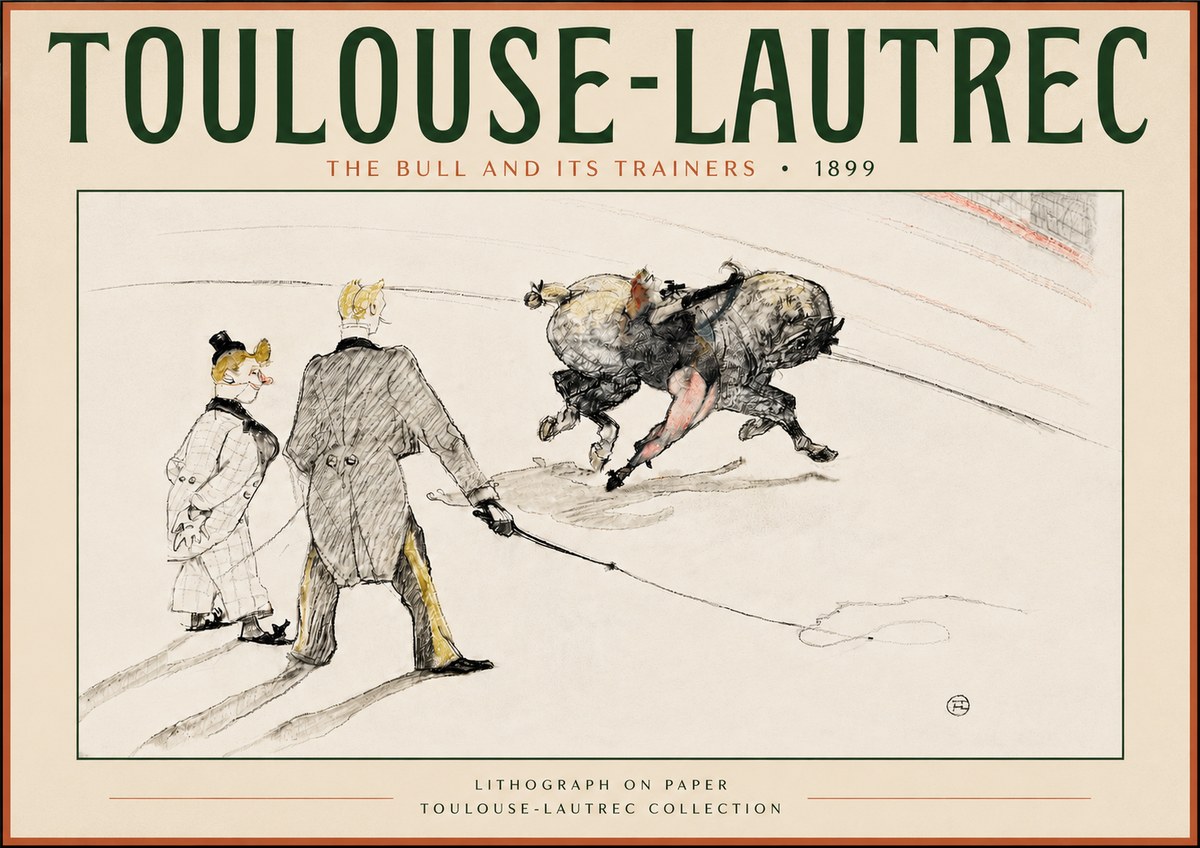 Toulouse-Lautrec The Bull and Its Trainers No4 - Plakat