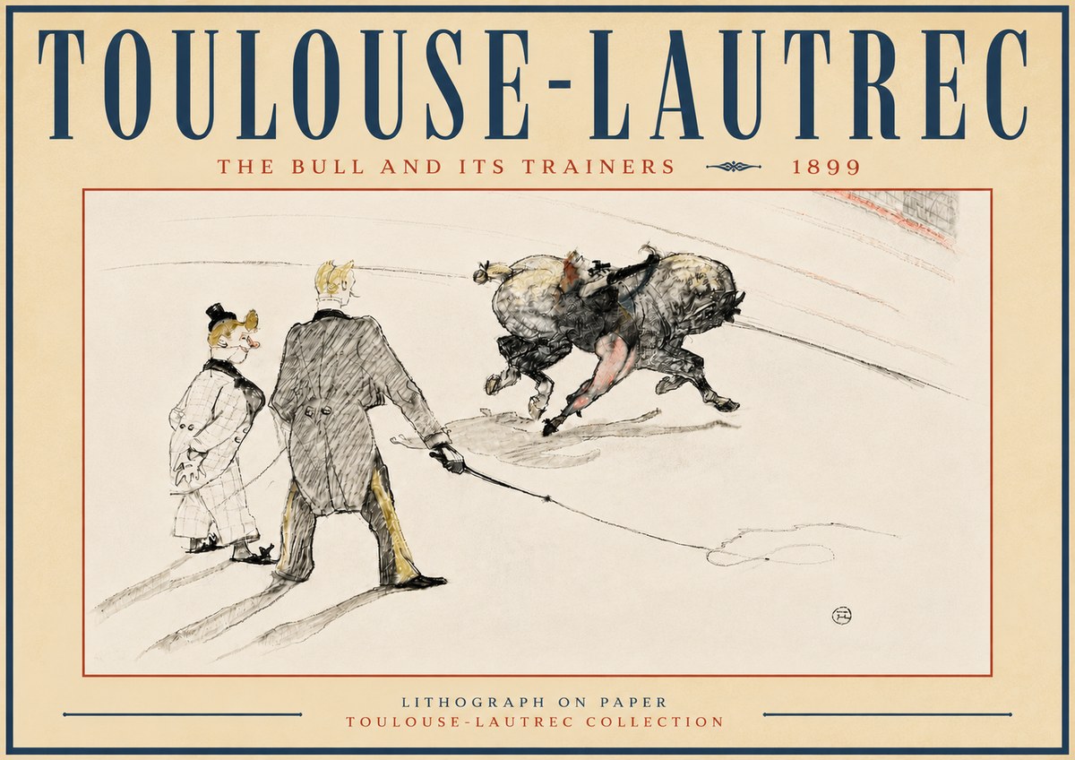 Toulouse-Lautrec The Bull and Its Trainers No6 - Plakat