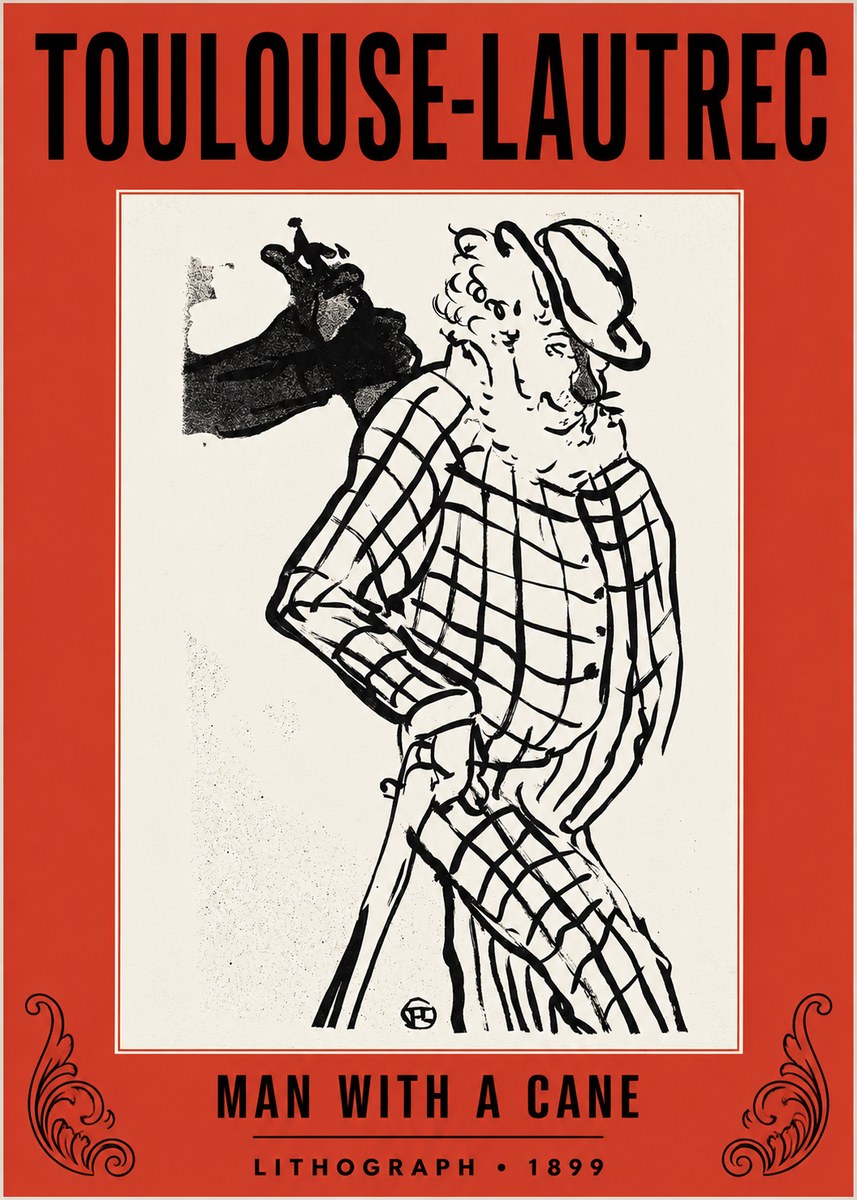 Toulouse-Lautrec Man with a Cane No2 - Plakat