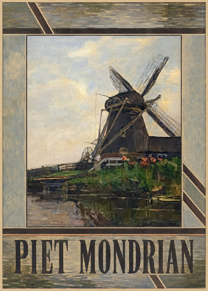 Piet Mondrian Windmill by the Water I No5 - Plakat
