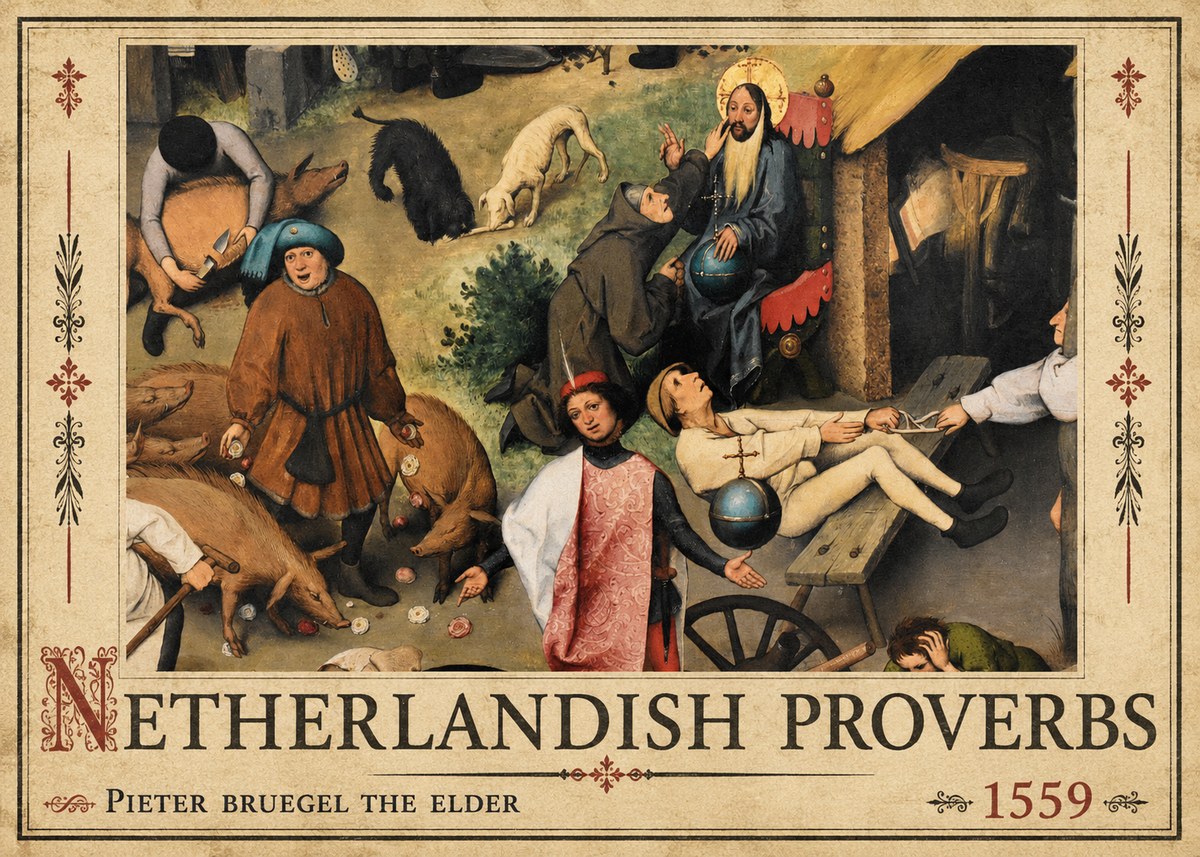 Pieter Bruegel Netherlandish Proverbs IV No2 - Plakat