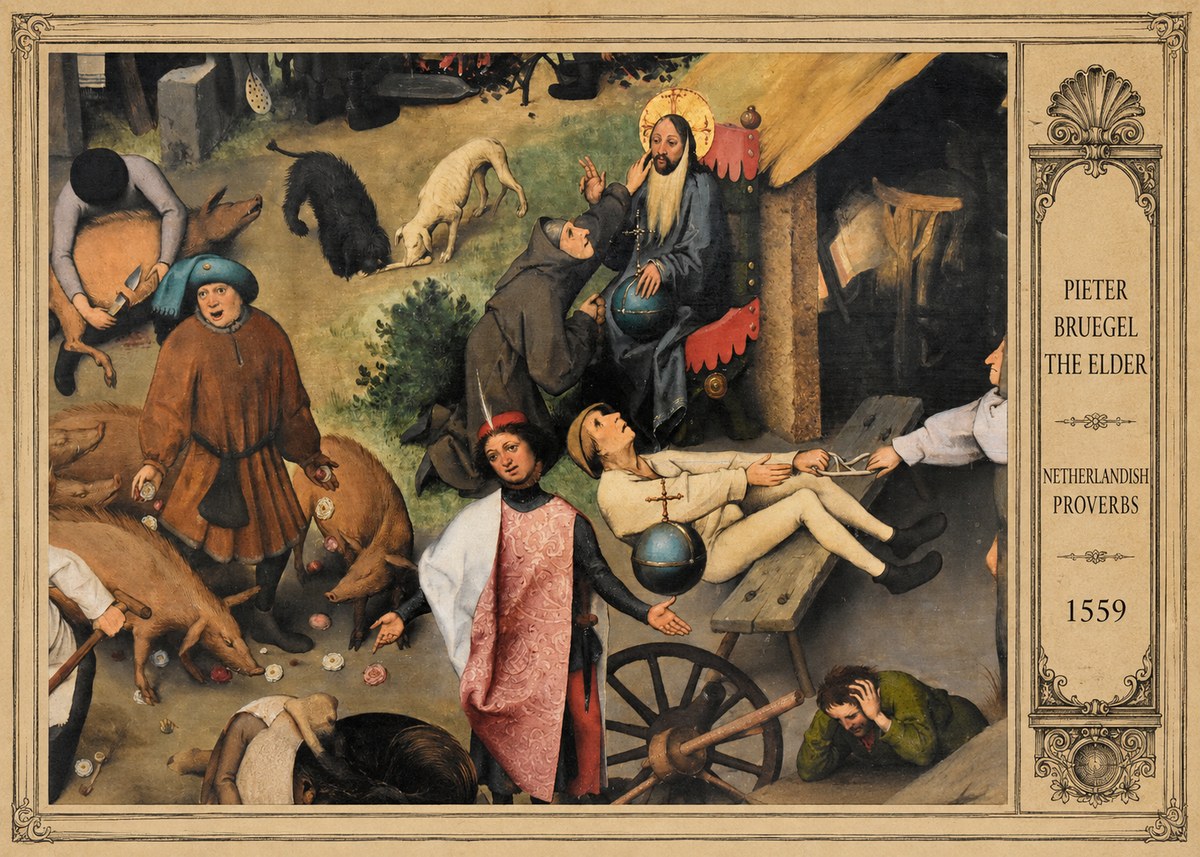 Pieter Bruegel Netherlandish Proverbs IV No3 - Plakat