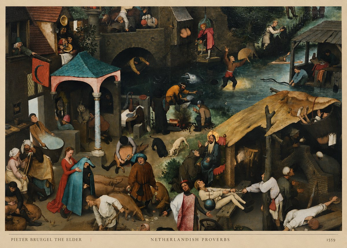 Pieter Bruegel Netherlandish Proverbs V No6 - Plakat