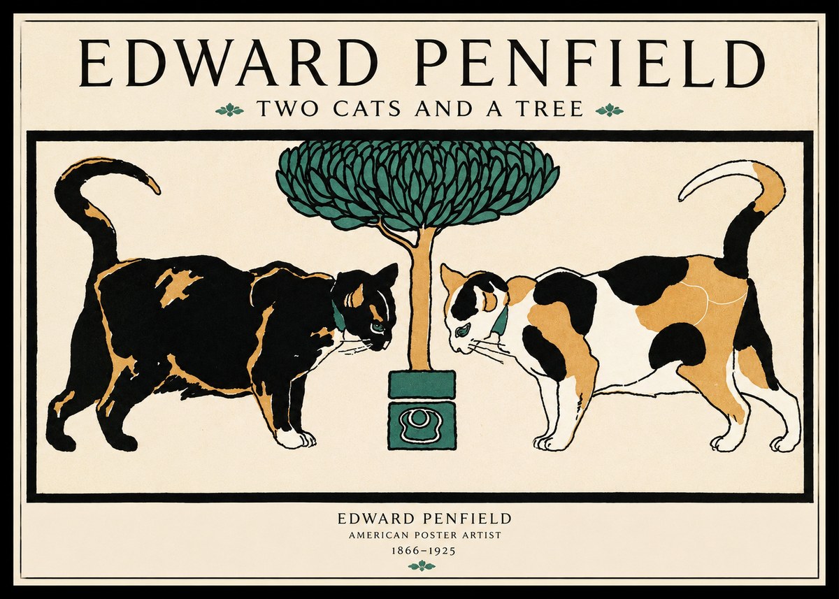 Edward Penfield Two Cats and a Tree No1 - Plakat
