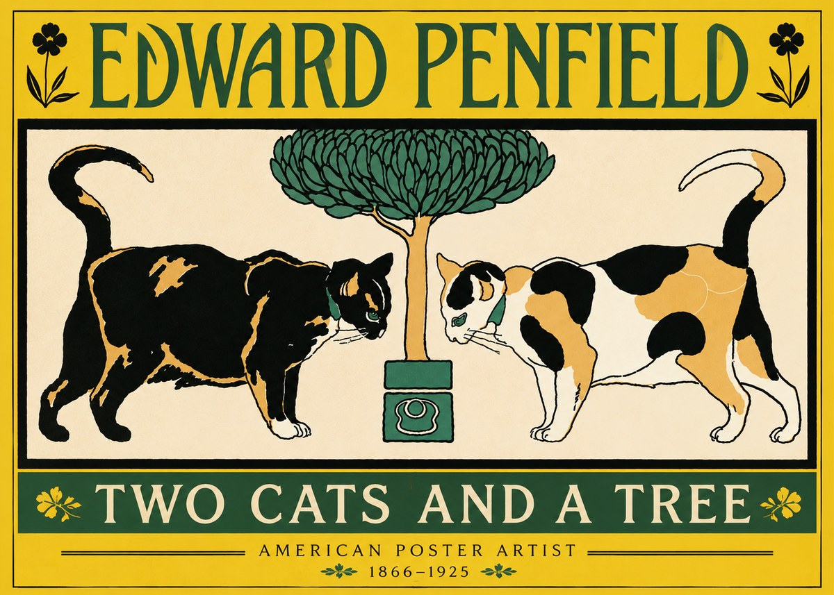 Edward Penfield Two Cats and a Tree No4 - Plakat