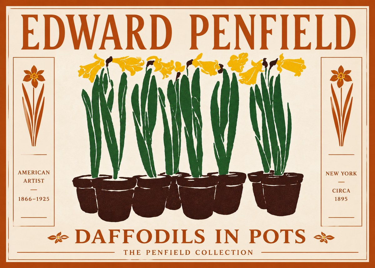 Edward Penfield Daffodils in Pots No5 - Plakat