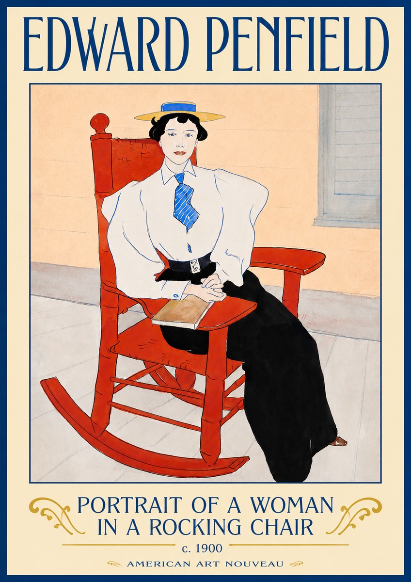 Edward Penfield Portrait of a Woman in a Rocking Chair No3 - Plakat