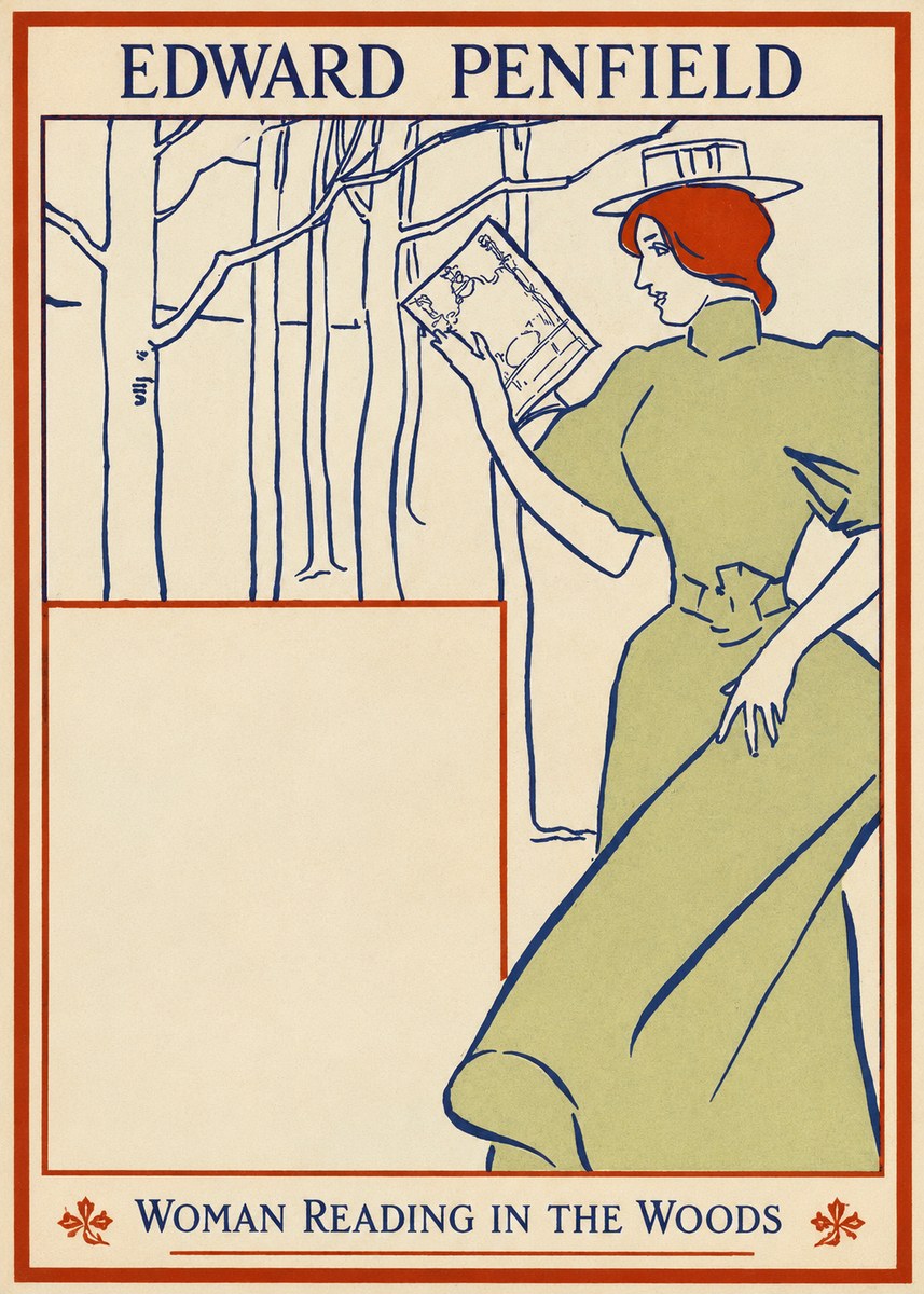 Edward Penfield Woman Reading in the Woods No1 - Plakat