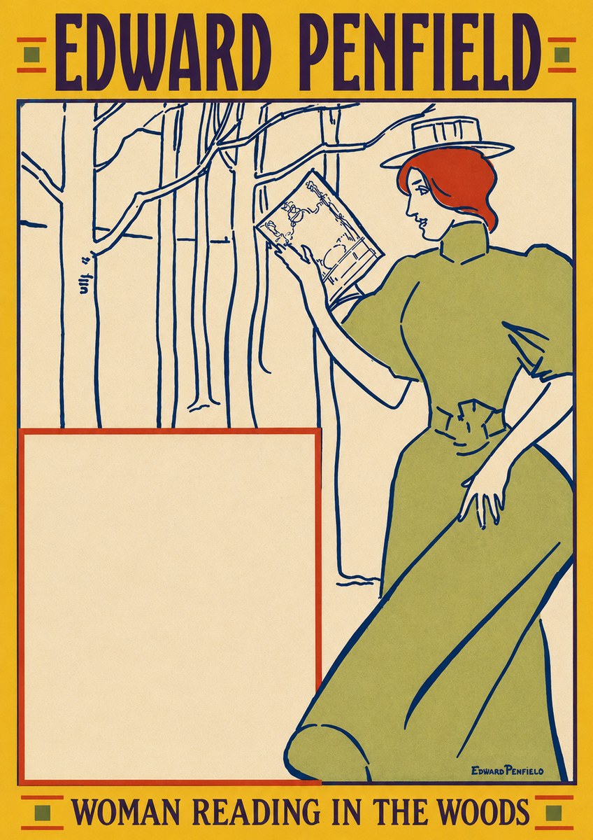 Edward Penfield Woman Reading in the Woods No3 - Plakat