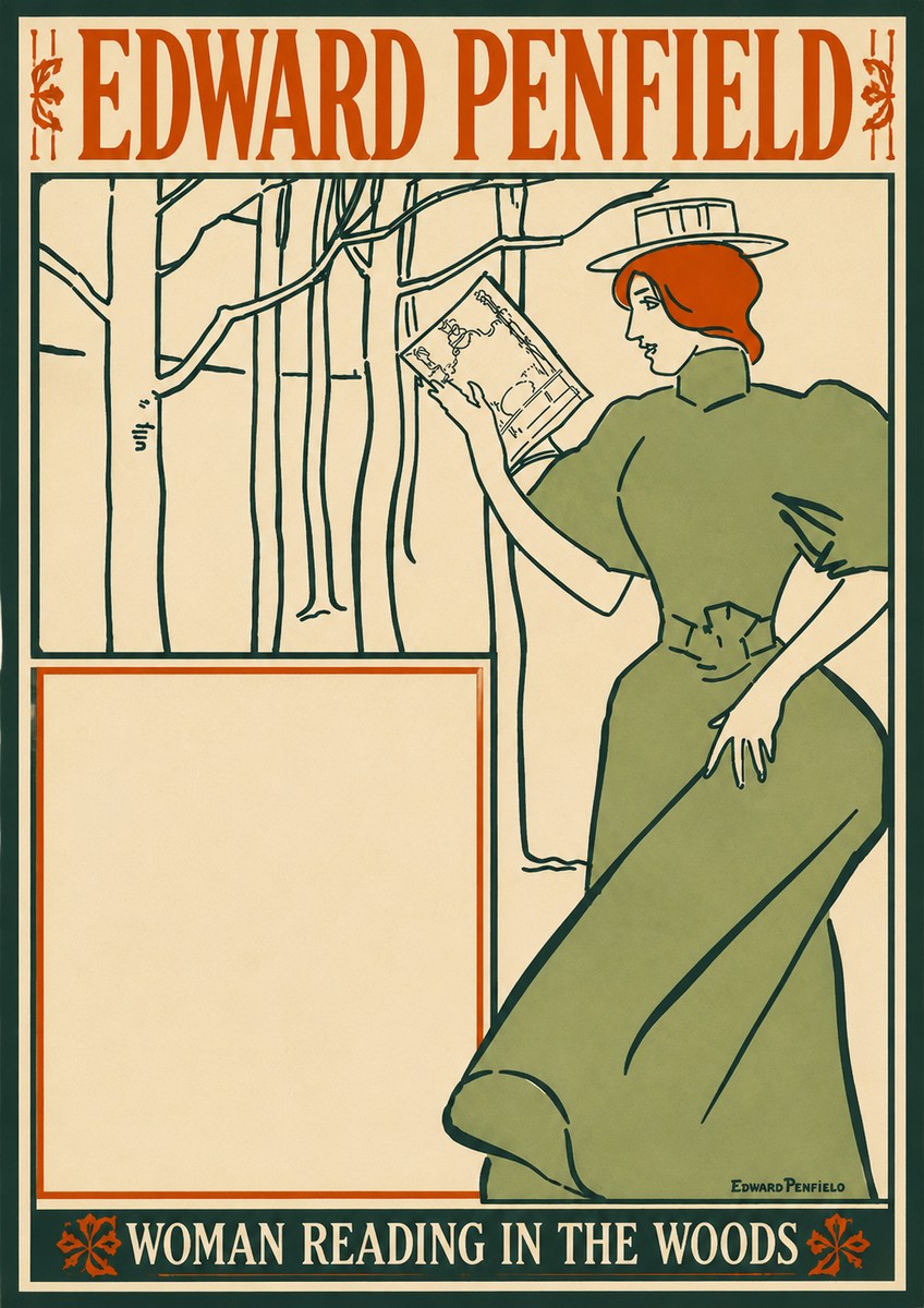 Edward Penfield Woman Reading in the Woods No4 - Plakat