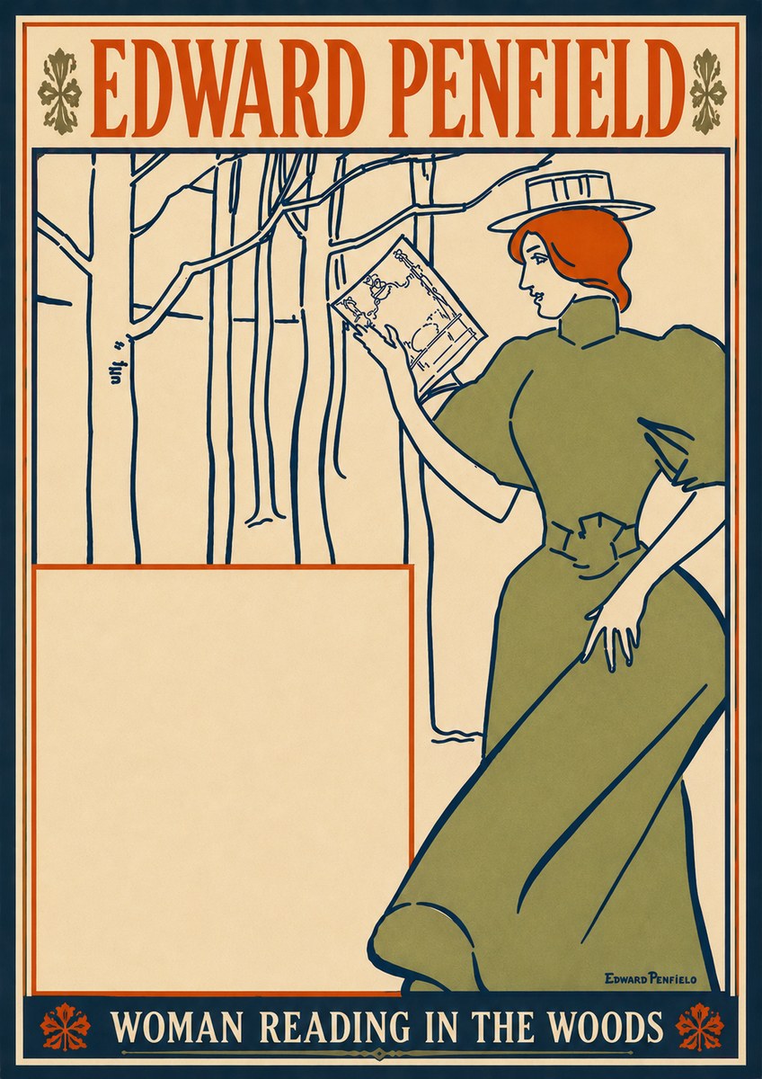 Edward Penfield Woman Reading in the Woods No6 - Plakat