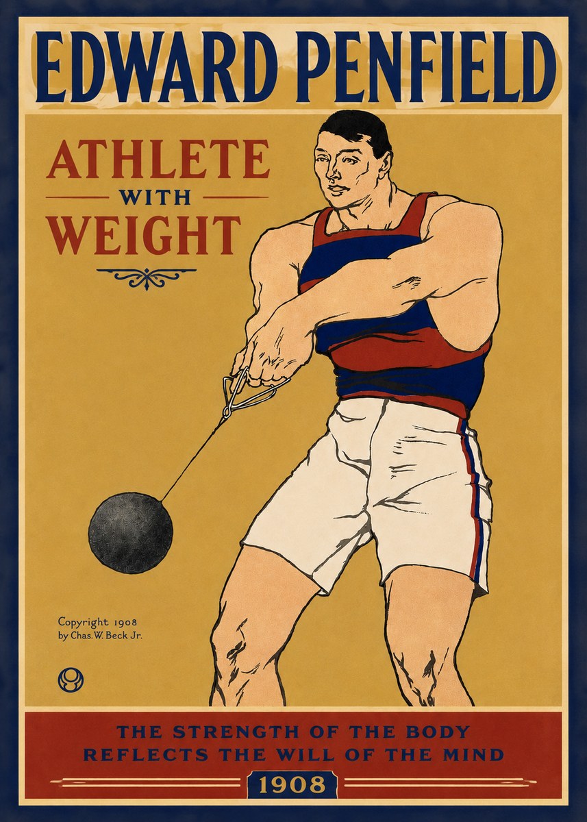 Edward Penfield Athlete with Weight No3 - Plakat