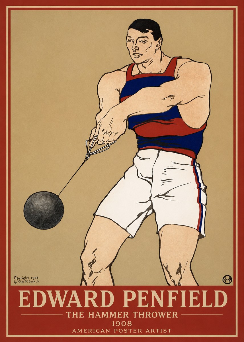 Edward Penfield Athlete with Weight No4 - Plakat