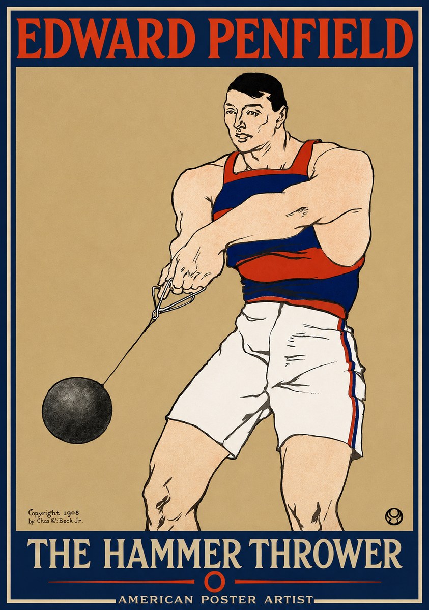 Edward Penfield Athlete with Weight No5 - Plakat