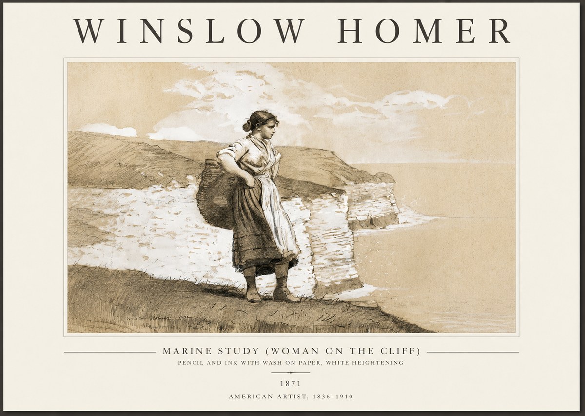 Winslow Homer Marine Study (Woman on the Cliff) No3 - Plakat