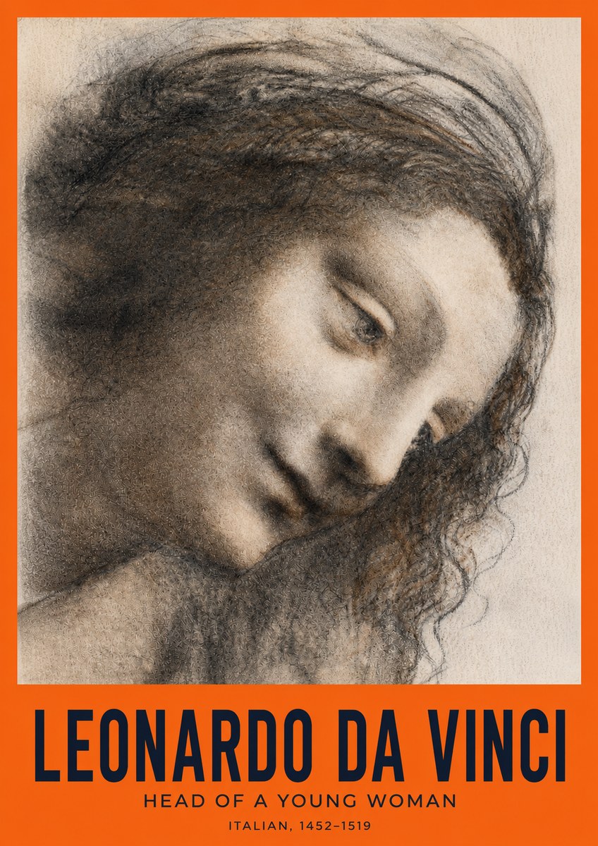 Leonardo da Vinci Head of a Young Woman I No2 - Plakat