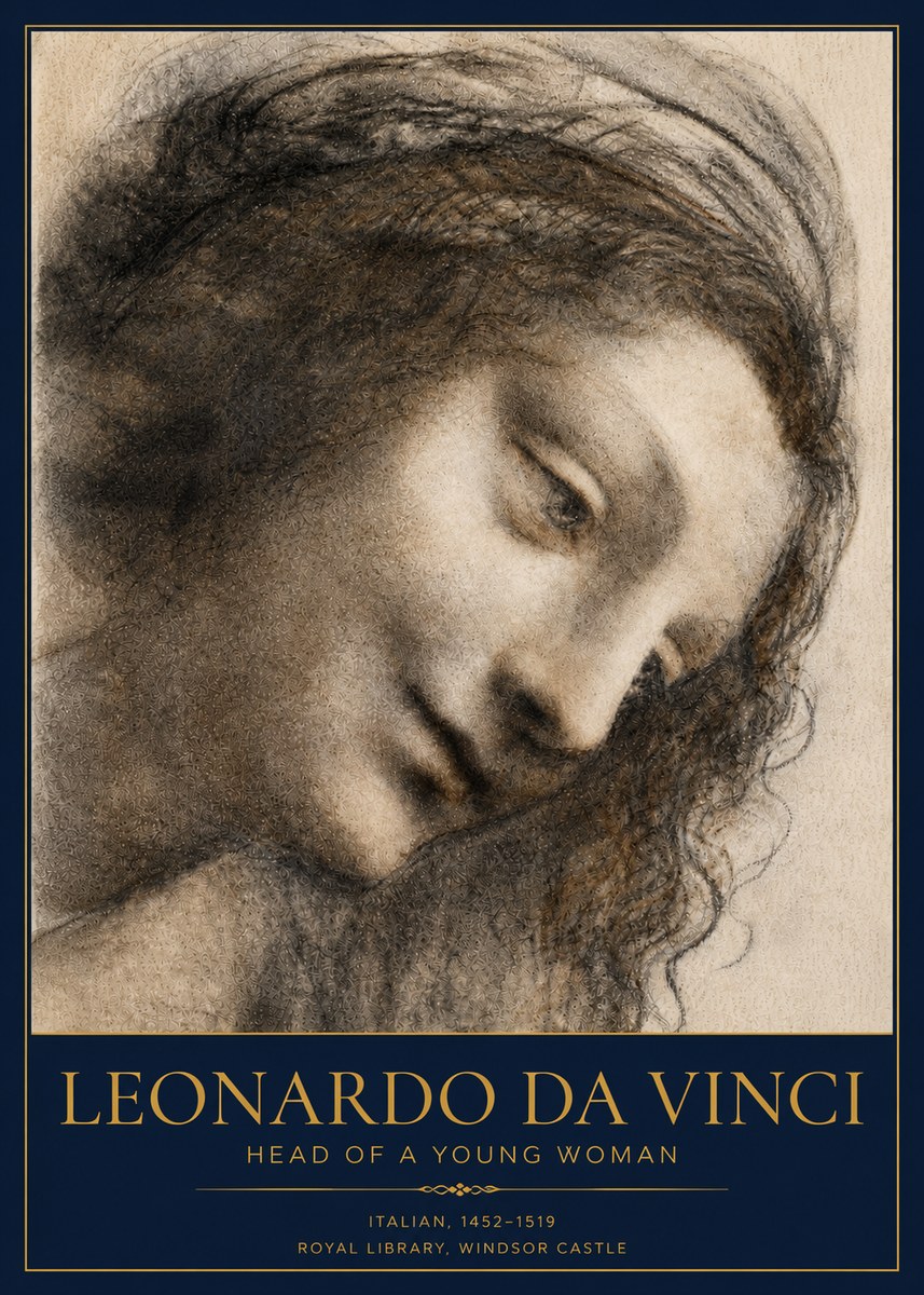 Leonardo da Vinci Head of a Young Woman I No4 - Plakat