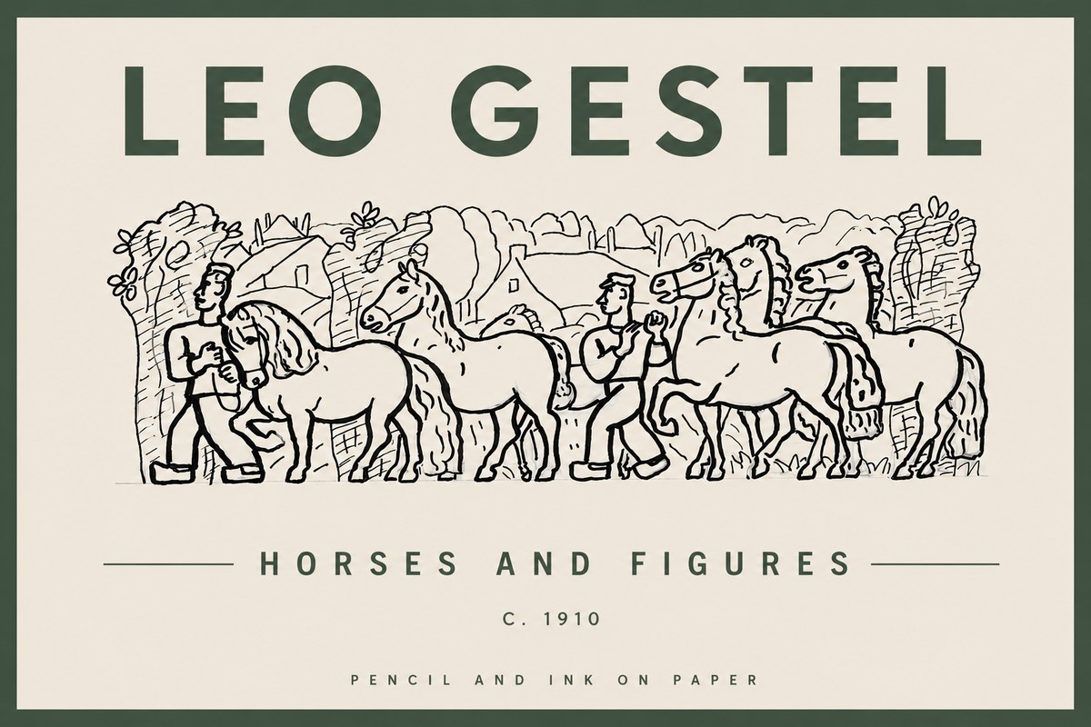 Leo Gestel Horses and Figures No4 - Plakat