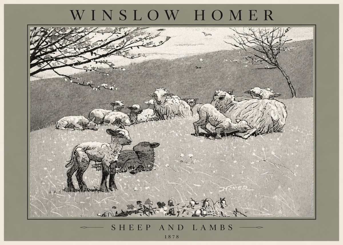Winslow Homer Sheep and Lambs No2 - Plakat