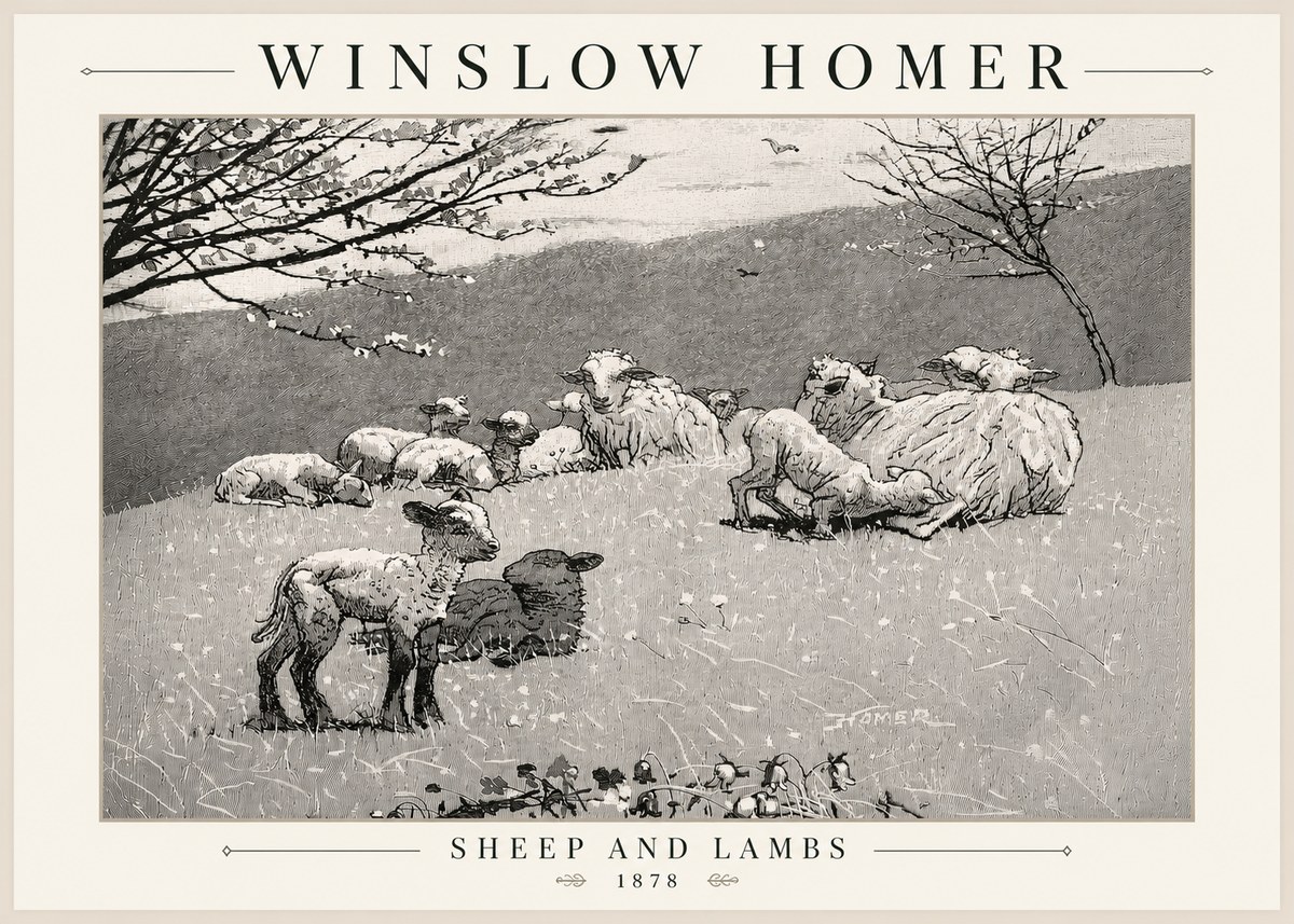 Winslow Homer Sheep and Lambs No5 - Plakat
