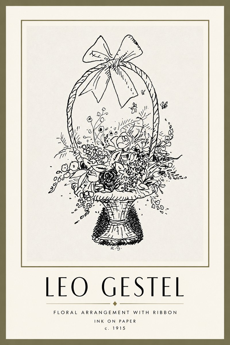 Leo Gestel Floral Arrangement with Ribbon No4 - Plakat