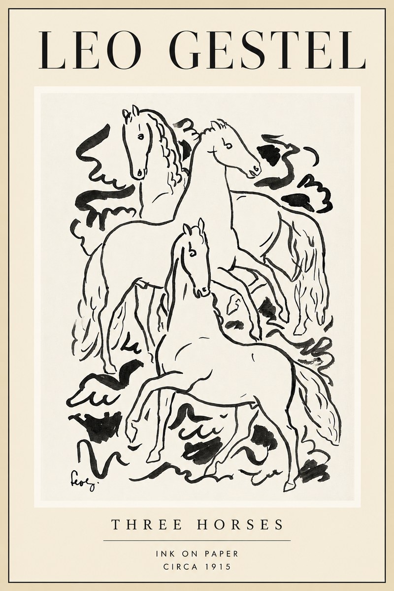 Leo Gestel Three Horses No4 - Plakat