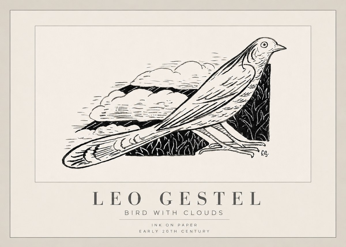 Leo Gestel Bird with Clouds No3 - Plakat