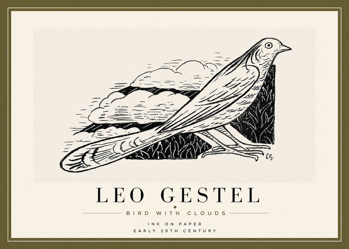 Leo Gestel Bird with Clouds No6 - Plakat