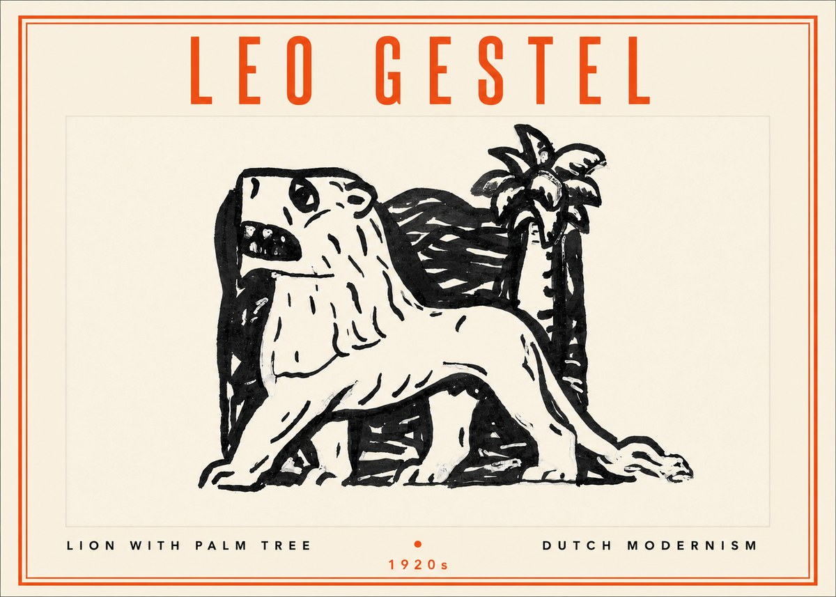 Leo Gestel Lion with Palm Tree No4 - Plakat