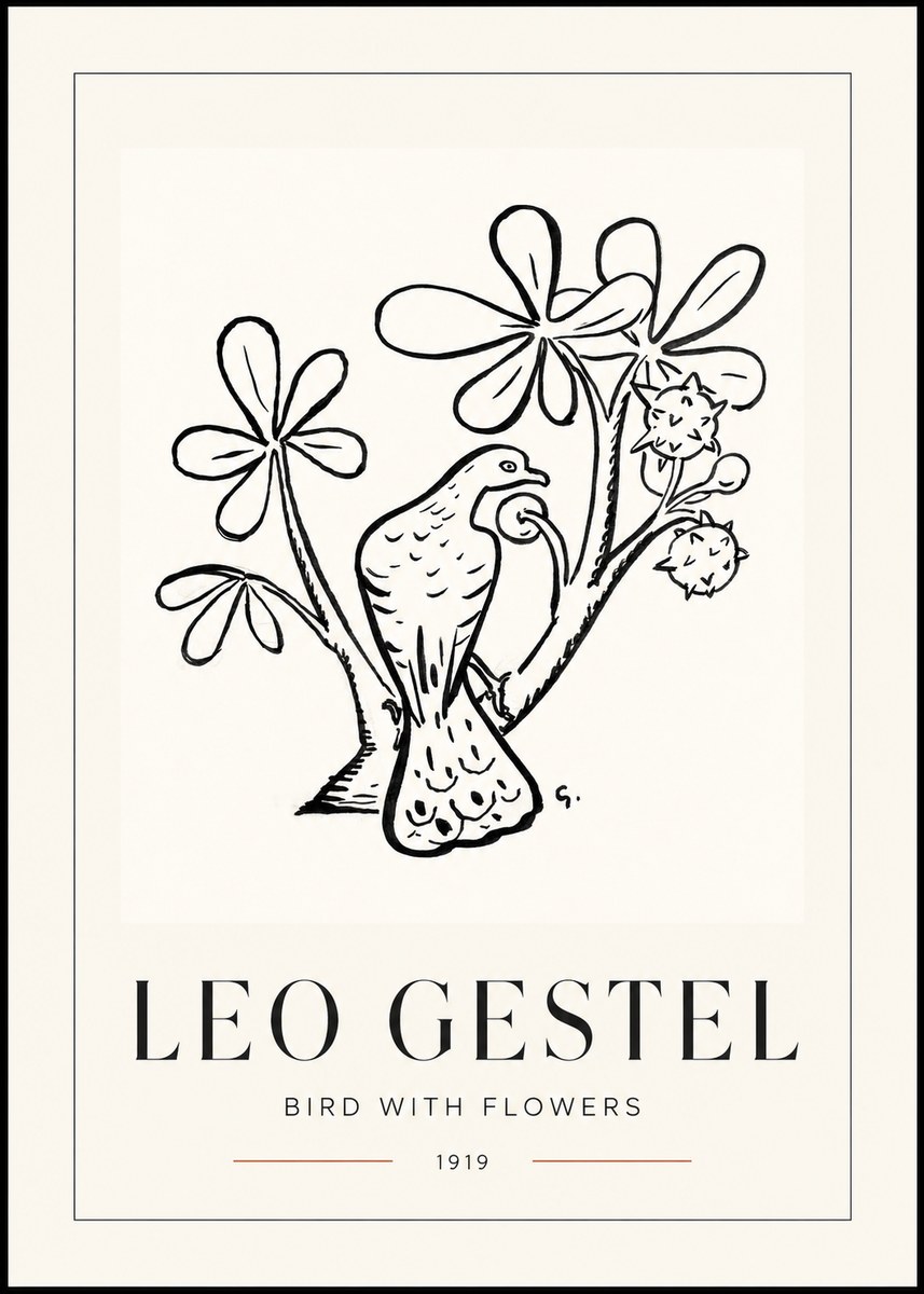 Leo Gestel Bird with Flowers No1 - Plakat