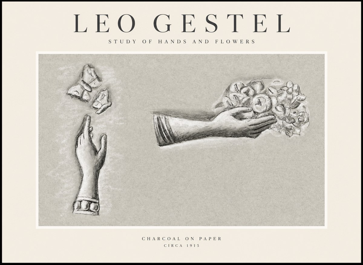 Leo Gestel Study of Hands and Flowers No1 - Plakat