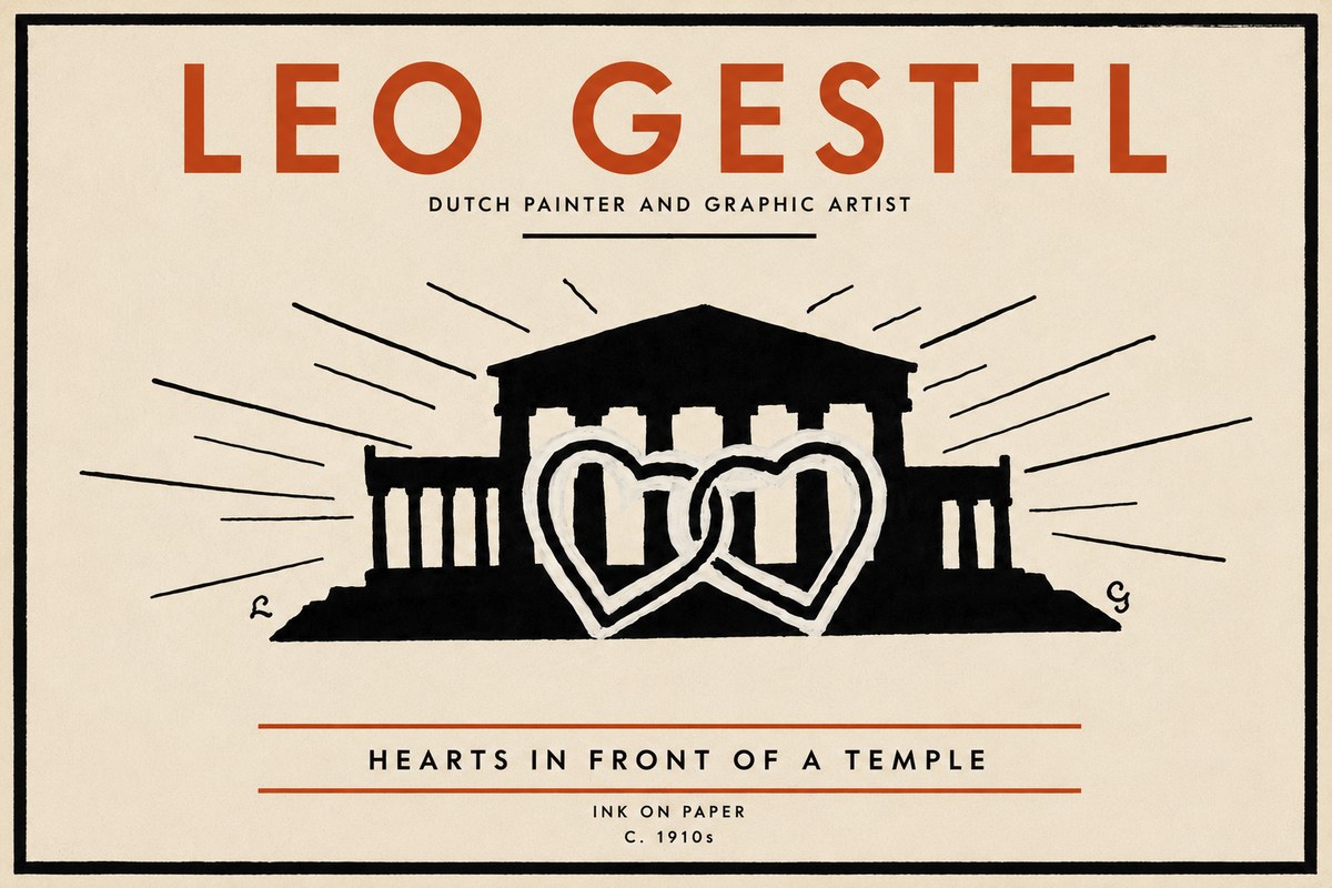 Leo Gestel Hearts in Front of a Temple No5 - Plakat