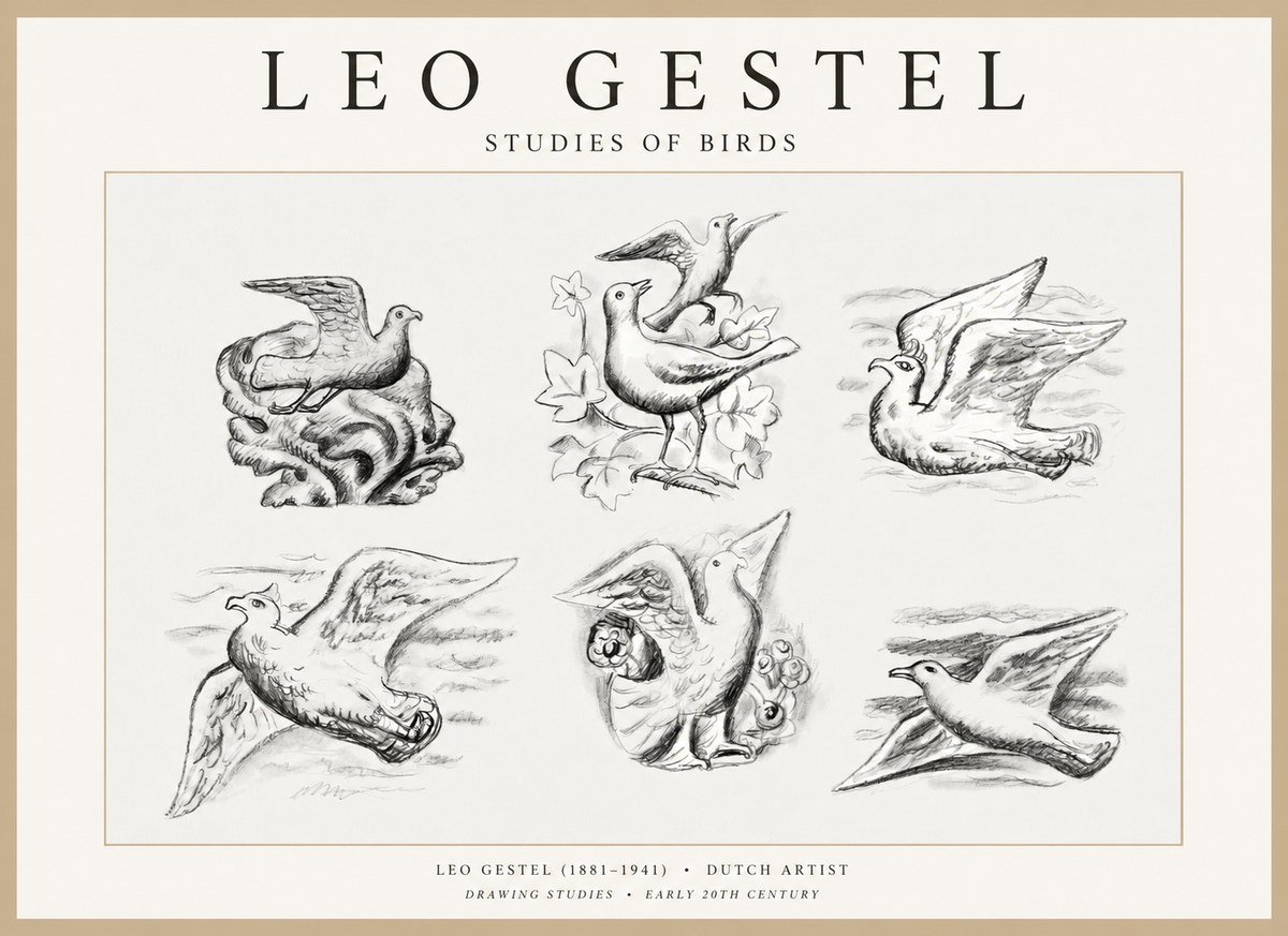 Leo Gestel Studies of Birds No1 - Plakat