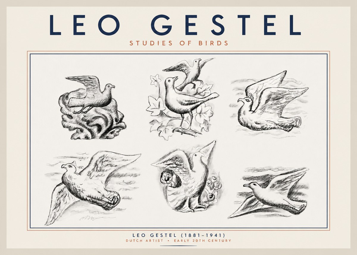 Leo Gestel Studies of Birds No2 - Plakat