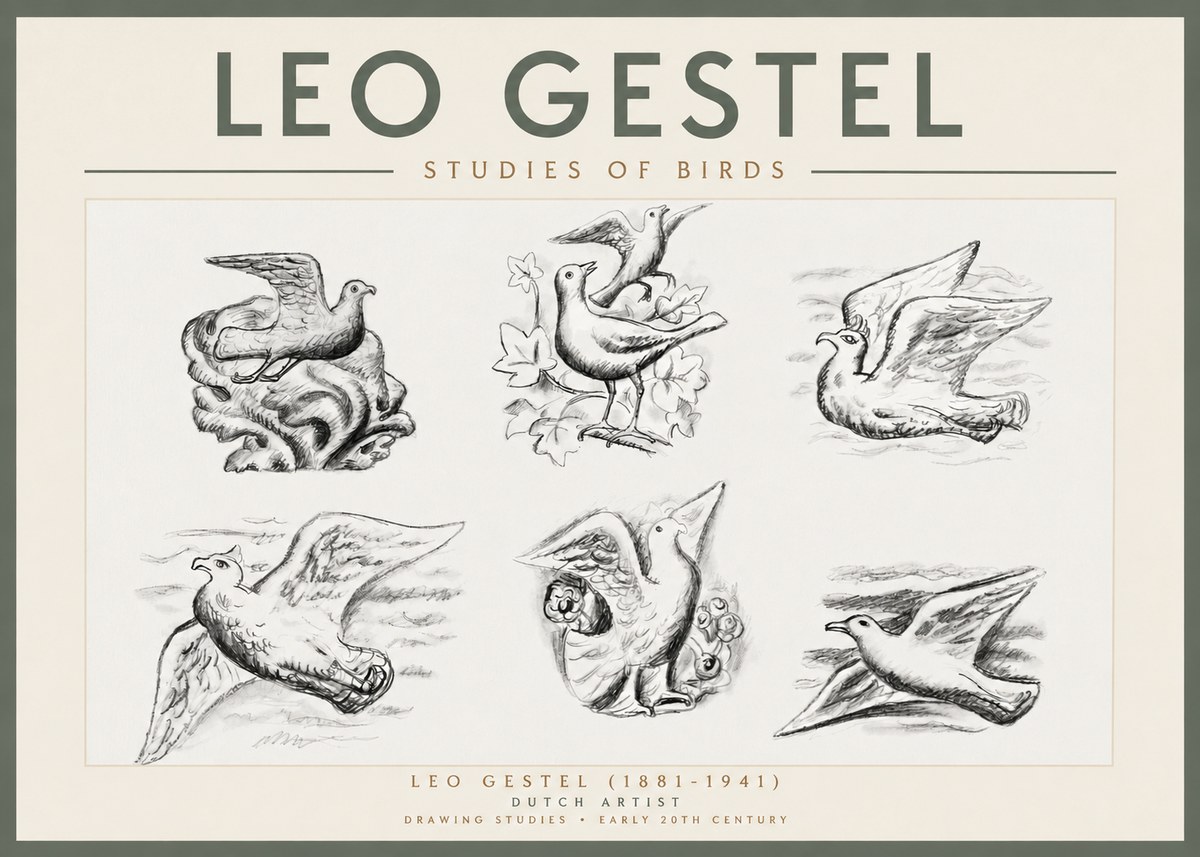 Leo Gestel Studies of Birds No3 - Plakat