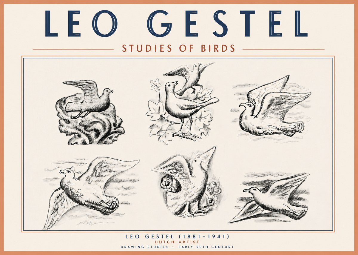 Leo Gestel Studies of Birds No6 - Plakat