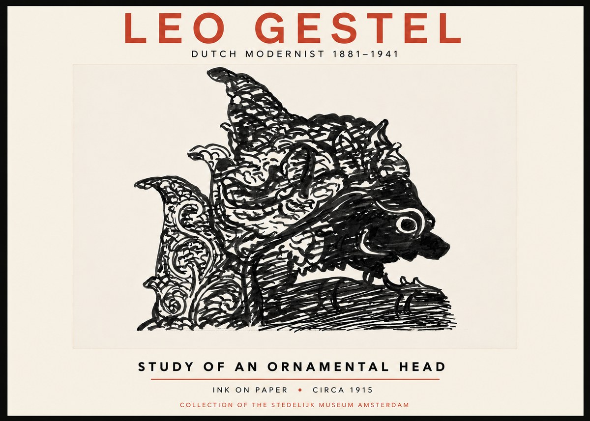 Leo Gestel Study of an Ornamental Head No4 - Plakat