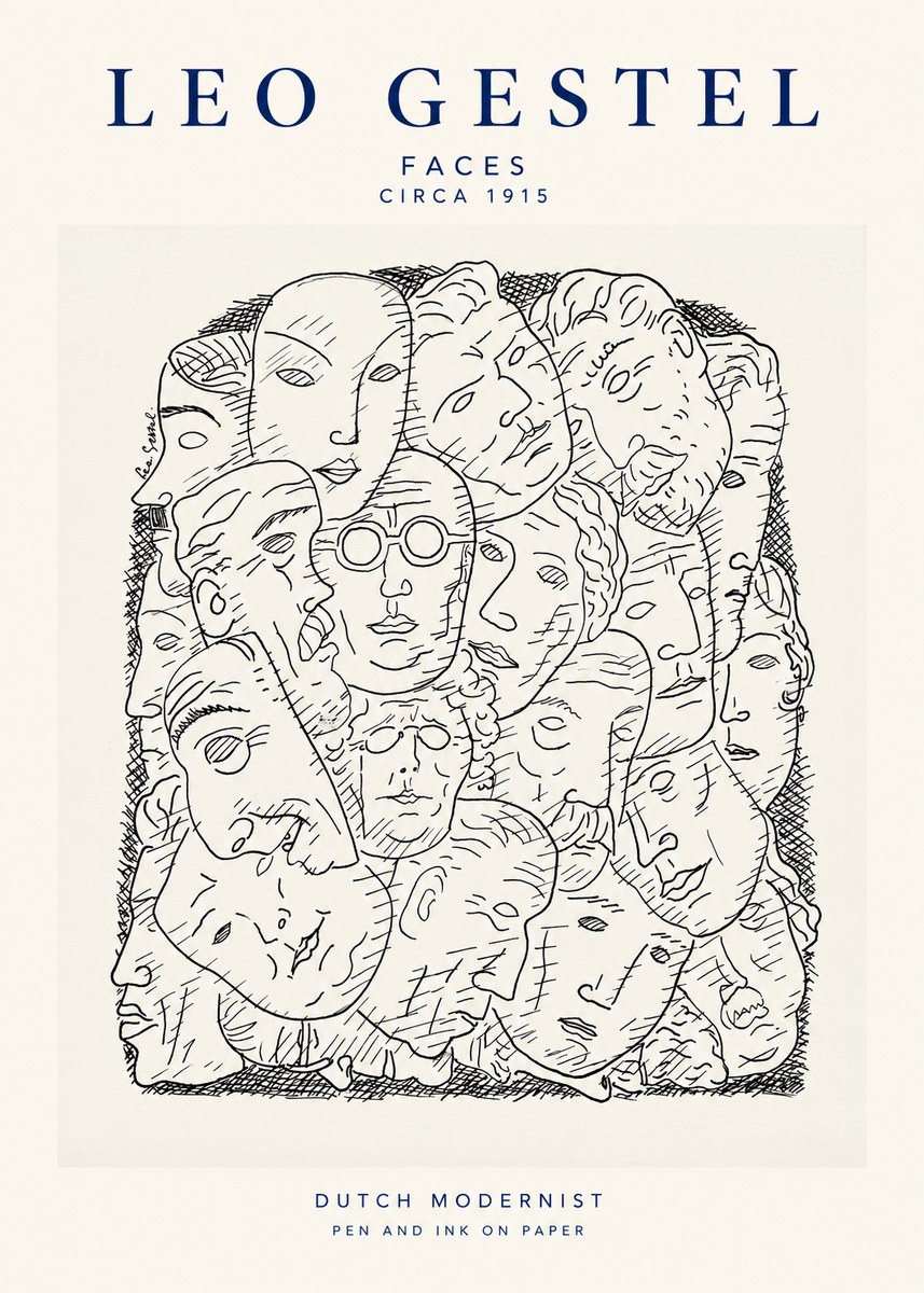 Leo Gestel Heads Ink Drawing No2 - Plakat