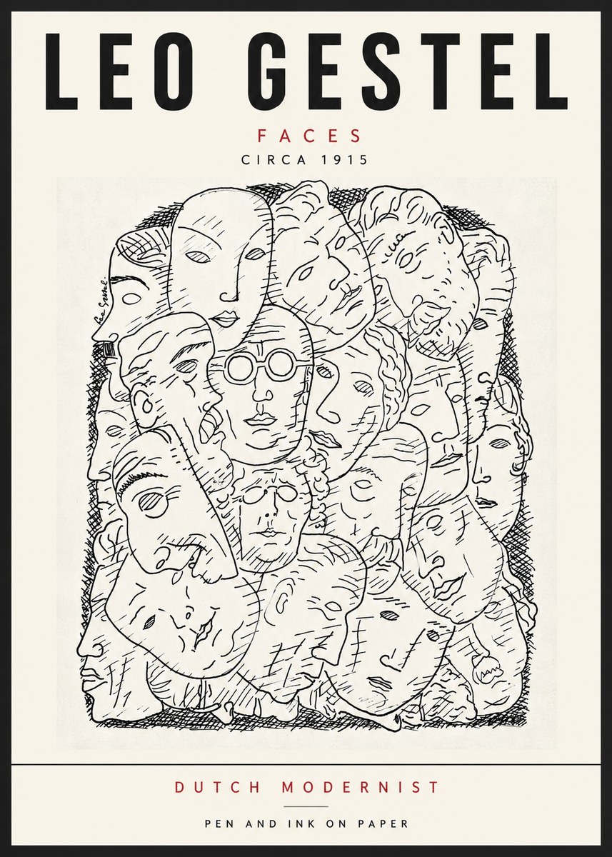 Leo Gestel Heads Ink Drawing No6 - Plakat