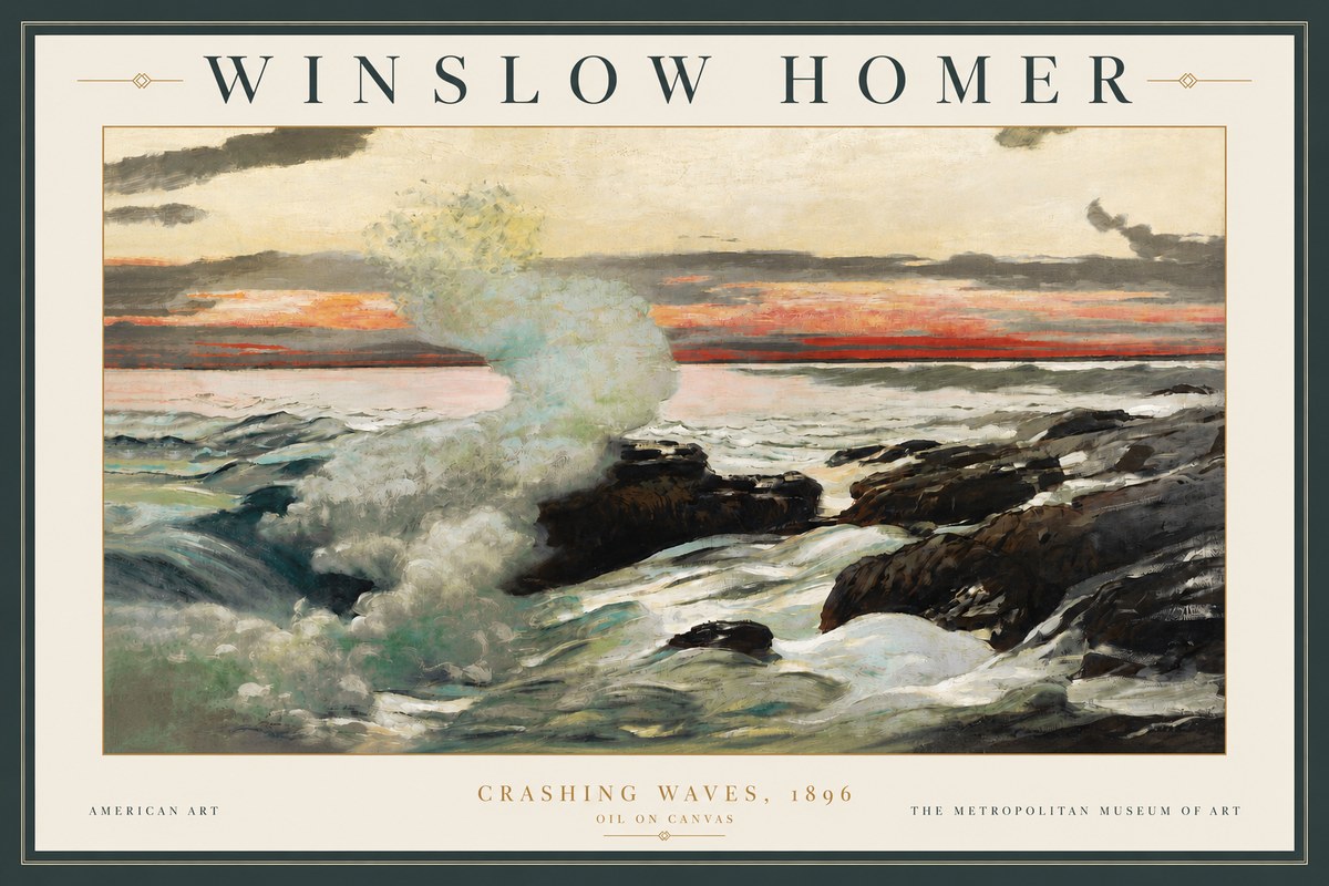 Winslow Homer Crashing Waves, 1896 No3 - Plakat