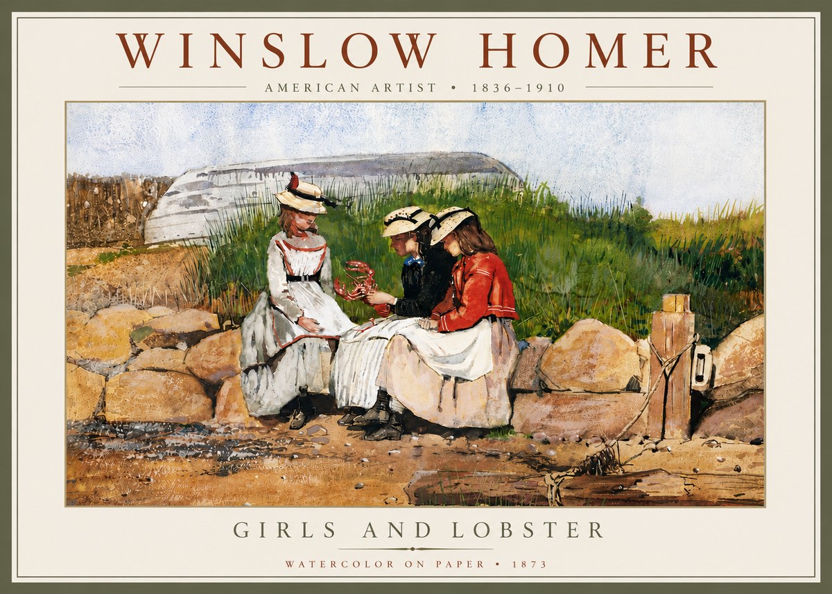 Winslow Homer Girls and Lobster No6 - Plakat