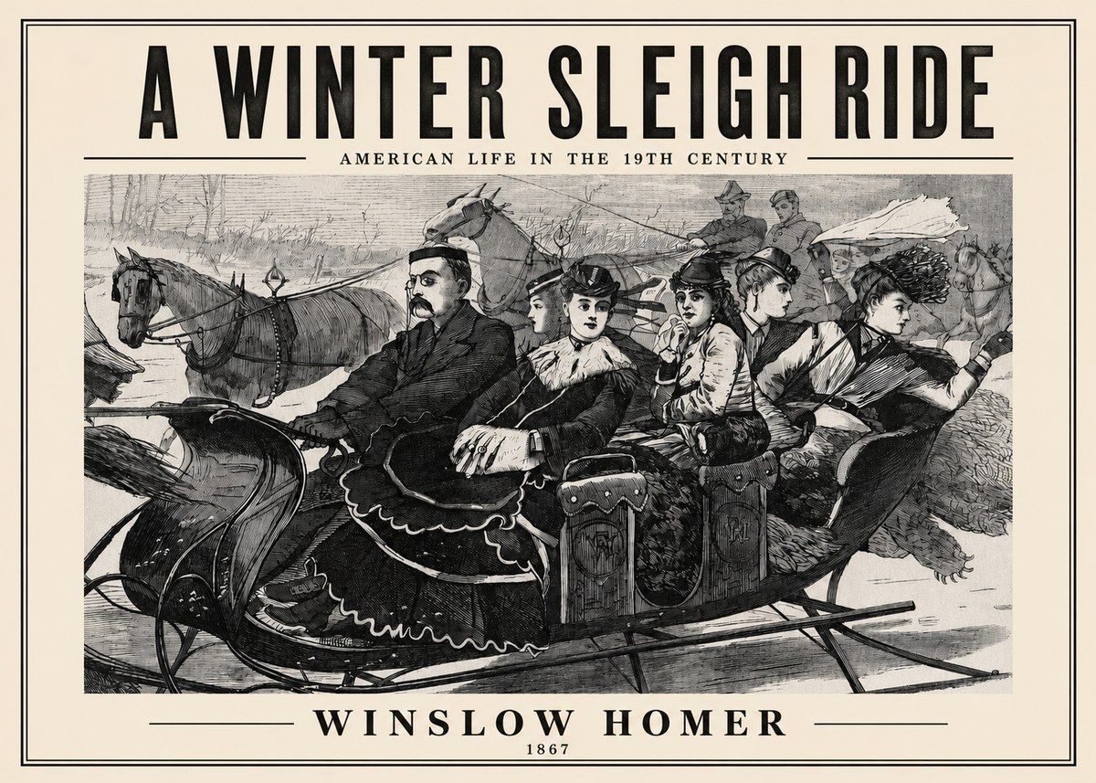 Winslow Homer A Winter Sleigh Ride - American Life in the 19Th Century No2 - Plakat